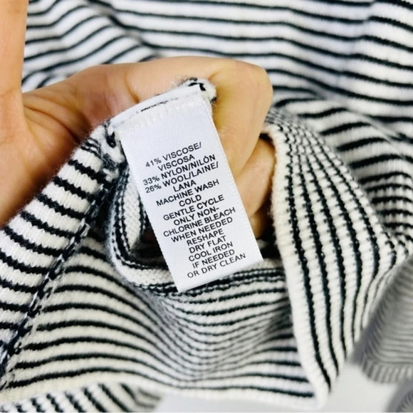 LOFT Wool Blend Striped Tie Cuff Sweater Top - Picture 6 of 7